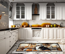 Load image into Gallery viewer, Bearded Collie Fall Kitchen Pumpkins Runner Mat 28x58
