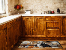 Load image into Gallery viewer, Bearded Collie Fall Kitchen Pumpkins Runner Mat 28x58