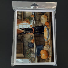 Load image into Gallery viewer, Belgian Malinois Fall Kitchen Pumpkins Greeting Cards -  Blank Note Cards – 8-Pack of Artist-Designed Cards with Envelopes