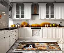 Load image into Gallery viewer, Bernese Mountain Dog Fall Kitchen Pumpkins Runner Mat 28x58