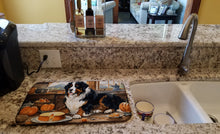 Load image into Gallery viewer, Bernese Mountain Dog Fall Kitchen Pumpkins Dish Drying Mat