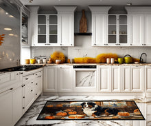 Load image into Gallery viewer, Bernese Mountain Dog Fall Kitchen Pumpkins Runner Mat 28x58