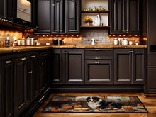 Load image into Gallery viewer, Bernese Mountain Dog Fall Kitchen Pumpkins Runner Mat 28x58