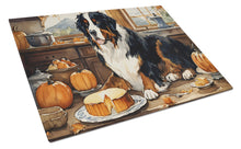 Load image into Gallery viewer, Bernese Mountain Dog Fall Kitchen Pumpkins Glass Cutting Boards – Durable, Decorative Kitchen Art Large