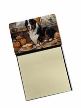 Load image into Gallery viewer, Bernese Mountain Dog Fall Kitchen Pumpkins Sticky Note Holder- Refiilable Desk Accessory Note Pad