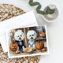Load image into Gallery viewer, Bichon Frise Fall Kitchen Pumpkins Greeting Cards -  Blank Note Cards – 8-Pack of Artist-Designed Cards with Envelopes