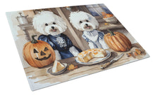 Load image into Gallery viewer, Bichon Frise Fall Kitchen Pumpkins Glass Cutting Boards – Durable, Decorative Kitchen Art Large