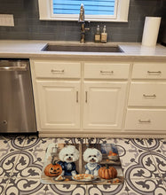 Load image into Gallery viewer, Bichon Frise Fall Kitchen Pumpkins Memory Foam Kitchen Mat