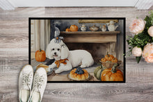 Load image into Gallery viewer, Bichon Frise Fall Kitchen Pumpkins Doormat - 24x36 Decorative Floor Mat – Indoor/Outdoor Rug with Artistic Flair