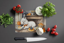 Load image into Gallery viewer, Bichon Frise Fall Kitchen Pumpkins Glass Cutting Boards – Durable, Decorative Kitchen Art Large