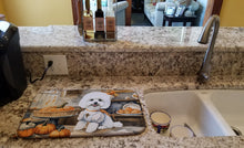 Load image into Gallery viewer, Bichon Frise Fall Kitchen Pumpkins Dish Drying Mat
