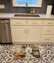 Load image into Gallery viewer, Bichon Frise Fall Kitchen Pumpkins Memory Foam Kitchen Mat
