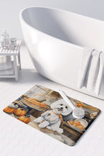 Load image into Gallery viewer, Bichon Frise Fall Kitchen Pumpkins Memory Foam Kitchen Mat