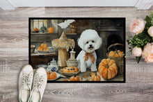 Load image into Gallery viewer, Bichon Frise Fall Kitchen Pumpkins Doormat - 24x36 Decorative Floor Mat – Indoor/Outdoor Rug with Artistic Flair