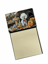 Load image into Gallery viewer, Bichon Frise Fall Kitchen Pumpkins Sticky Note Holder- Refiilable Desk Accessory Note Pad