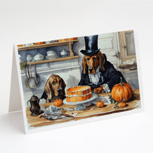 Load image into Gallery viewer, Bloodhound Fall Kitchen Pumpkins Greeting Cards -  Blank Note Cards – 8-Pack of Artist-Designed Cards with Envelopes
