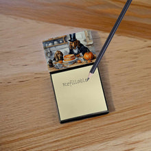 Load image into Gallery viewer, Bloodhound Fall Kitchen Pumpkins Sticky Note Holder- Refiilable Desk Accessory Note Pad