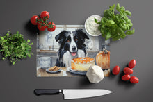 Load image into Gallery viewer, Border Collie Fall Kitchen Pumpkins Glass Cutting Boards – Durable, Decorative Kitchen Art Large