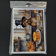 Load image into Gallery viewer, Border Terrier Fall Kitchen Pumpkins Greeting Cards -  Blank Note Cards – 8-Pack of Artist-Designed Cards with Envelopes