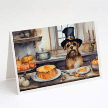 Load image into Gallery viewer, Border Terrier Fall Kitchen Pumpkins Greeting Cards -  Blank Note Cards – 8-Pack of Artist-Designed Cards with Envelopes