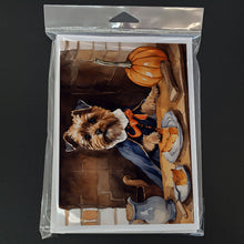 Load image into Gallery viewer, Border Terrier Fall Kitchen Pumpkins Greeting Cards -  Blank Note Cards – 8-Pack of Artist-Designed Cards with Envelopes