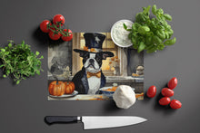 Load image into Gallery viewer, Boston Terrier Fall Kitchen Pumpkins Glass Cutting Boards – Durable, Decorative Kitchen Art Large