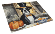 Load image into Gallery viewer, Boston Terrier Fall Kitchen Pumpkins Glass Cutting Boards – Durable, Decorative Kitchen Art Large