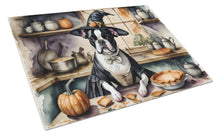 Load image into Gallery viewer, Boston Terrier Fall Kitchen Pumpkins Glass Cutting Boards – Durable, Decorative Kitchen Art Large