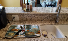 Load image into Gallery viewer, Boston Terrier Fall Kitchen Pumpkins Dish Drying Mat