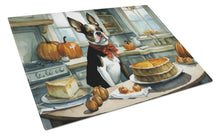 Load image into Gallery viewer, Boston Terrier Fall Kitchen Pumpkins Glass Cutting Boards – Durable, Decorative Kitchen Art Large