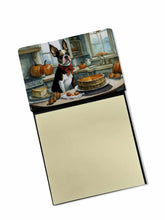 Load image into Gallery viewer, Boston Terrier Fall Kitchen Pumpkins Sticky Note Holder- Refiilable Desk Accessory Note Pad