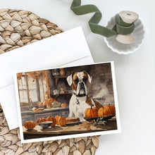 Load image into Gallery viewer, Boxer Fall Kitchen Pumpkins Greeting Cards -  Blank Note Cards – 8-Pack of Artist-Designed Cards with Envelopes