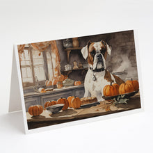 Load image into Gallery viewer, Boxer Fall Kitchen Pumpkins Greeting Cards -  Blank Note Cards – 8-Pack of Artist-Designed Cards with Envelopes