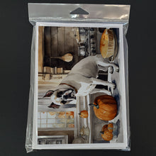 Load image into Gallery viewer, Boxer Fall Kitchen Pumpkins Greeting Cards -  Blank Note Cards – 8-Pack of Artist-Designed Cards with Envelopes