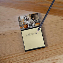 Load image into Gallery viewer, Boxer Fall Kitchen Pumpkins Sticky Note Holder- Refiilable Desk Accessory Note Pad