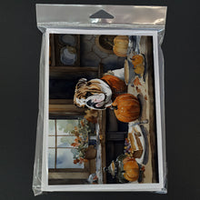 Load image into Gallery viewer, English Bulldog Fall Kitchen Pumpkins Greeting Cards -  Blank Note Cards – 8-Pack of Artist-Designed Cards with Envelopes