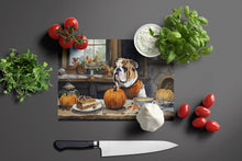 Load image into Gallery viewer, English Bulldog Fall Kitchen Pumpkins Glass Cutting Boards – Durable, Decorative Kitchen Art Large