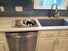 Load image into Gallery viewer, English Bulldog Fall Kitchen Pumpkins Dish Drying Mat