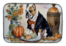 Load image into Gallery viewer, English Bulldog Fall Kitchen Pumpkins Dish Drying Mat