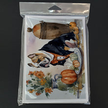 Load image into Gallery viewer, English Bulldog Fall Kitchen Pumpkins Greeting Cards -  Blank Note Cards – 8-Pack of Artist-Designed Cards with Envelopes