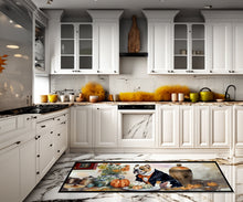 Load image into Gallery viewer, English Bulldog Fall Kitchen Pumpkins Runner Mat 28x58