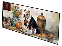 Load image into Gallery viewer, English Bulldog Fall Kitchen Pumpkins Runner Mat 28x58