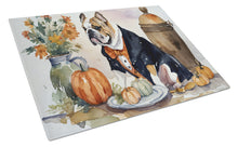 Load image into Gallery viewer, English Bulldog Fall Kitchen Pumpkins Glass Cutting Boards – Durable, Decorative Kitchen Art Large