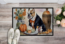 Load image into Gallery viewer, English Bulldog Fall Kitchen Pumpkins Doormat -  18x27 Decorative Floor Mat – Indoor/Outdoor Rug