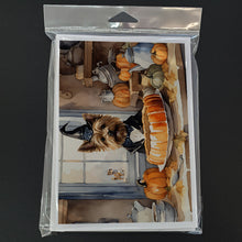 Load image into Gallery viewer, Cairn Terrier Fall Kitchen Pumpkins Greeting Cards -  Blank Note Cards – 8-Pack of Artist-Designed Cards with Envelopes