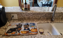 Load image into Gallery viewer, Cairn Terrier Fall Kitchen Pumpkins Dish Drying Mat