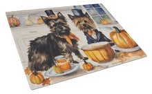 Load image into Gallery viewer, Cairn Terrier Fall Kitchen Pumpkins Glass Cutting Boards – Durable, Decorative Kitchen Art Large