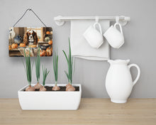 Load image into Gallery viewer, Cavalier Spaniel Fall Kitchen Pumpkins Wall or Door Hanging Prints