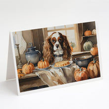 Load image into Gallery viewer, Cavalier Spaniel Fall Kitchen Pumpkins Greeting Cards -  Blank Note Cards – 8-Pack of Artist-Designed Cards with Envelopes