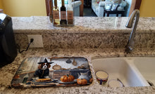 Load image into Gallery viewer, Cavalier Spaniel Fall Kitchen Pumpkins Dish Drying Mat